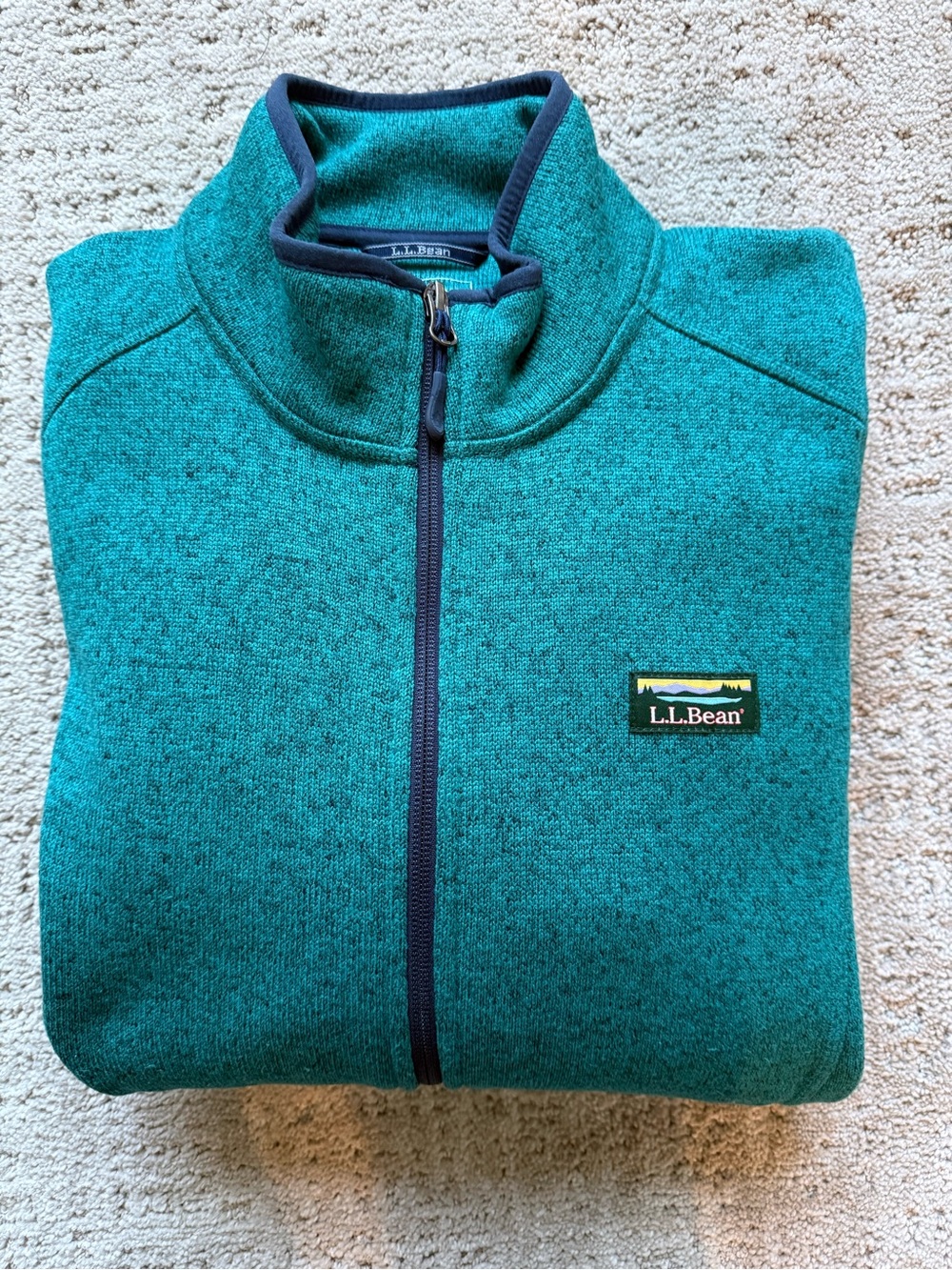 L.L.Bean Sweater Fleece Full-Zip Jacket Women’s Size Large Tall Heathered Teal